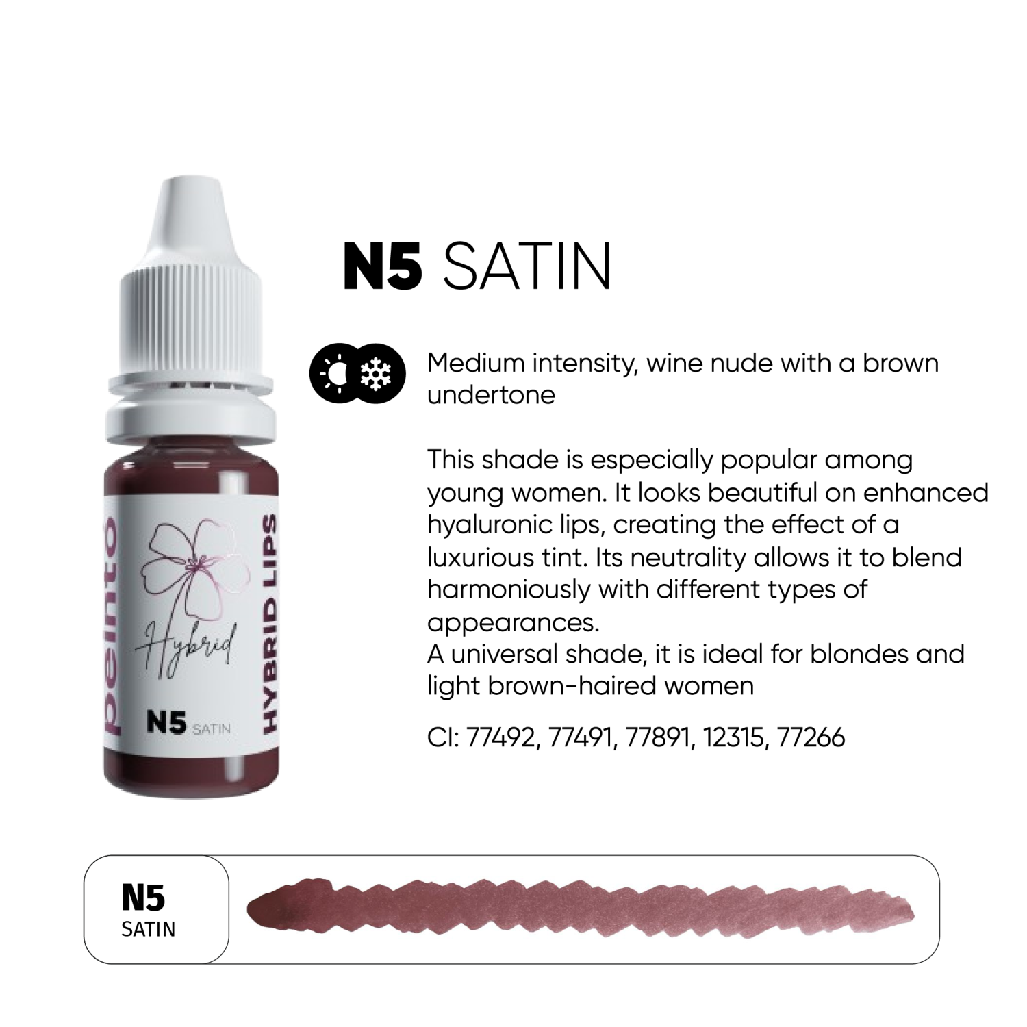 PEINTO ტუჩის პიგმენტები N5 Satin